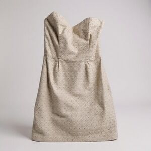 DKNY white lace strapless dress 6‎